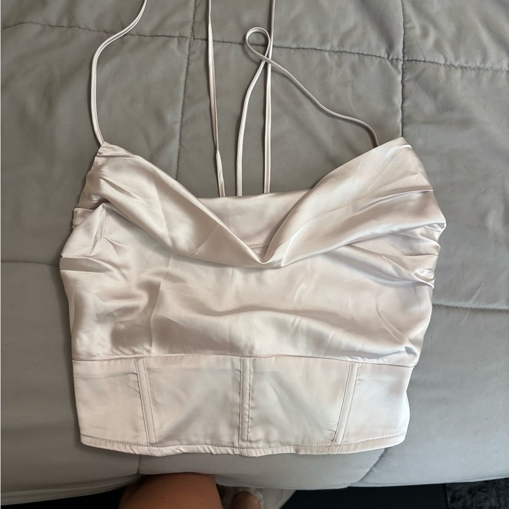 Elegant White Satin Women's Top